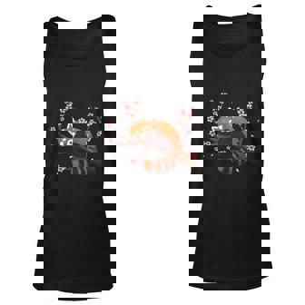 Vintage Red Panda Japanese Cherry Blossom Flower Men Women Tank Top Graphic Print Unisex - Thegiftio