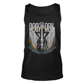 Vintage Retro Distressed 80S Rock & Roll Music Guitar Wings Unisex Tank Top - Seseable