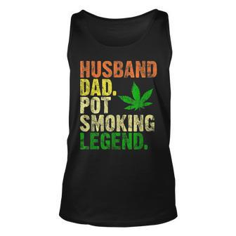Vintage Retro Husband Dad Pot Smoking Weed Legend Gift Unisex Tank Top - Seseable