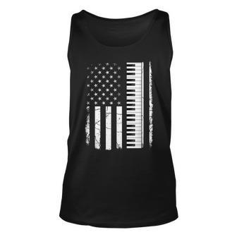 Vintage Retro Keyboard Usa Flag Piano Player Pianist Music Unisex Tank Top - Seseable