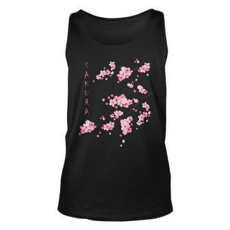 Vintage Sakura Cherry Blossom Japanese Graphical Art Unisex Tank Top - Seseable
