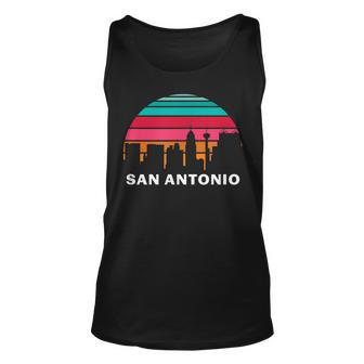 Vintage San Antonio Texas Cityscape Retro Graphic Unisex Tank Top - Seseable