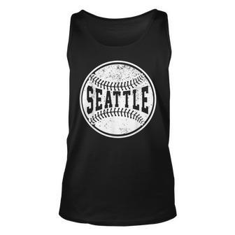 Vintage Seattle Cityscape Baseball Lover Player And Fans Unisex Tank Top - Seseable
