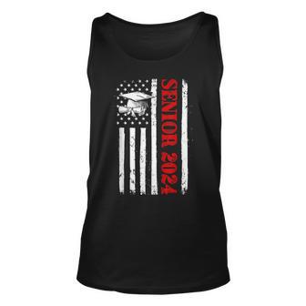 Vintage Senior American Flag Graduation Usa Class Of 2024 Unisex Tank Top - Thegiftio UK