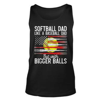 Vintage Softball Dad Like A Baseball Dad Us Flag Fathers Day Unisex Tank Top - Seseable
