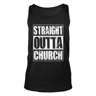 Vintage Straight Outta Church Gift Unisex Tank Top - Seseable