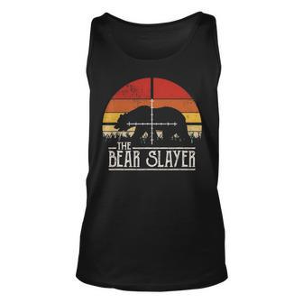 Vintage Sunset Retro Style Bear Hunting Bear Slayer Unisex Tank Top - Seseable