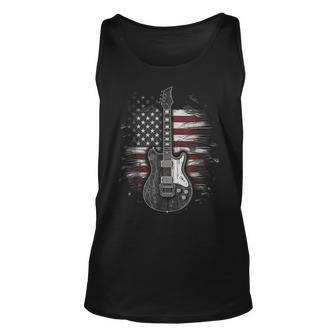 Vintage Us American Flag Guitar Musician Distressed Guitars Tank Top | Mazezy