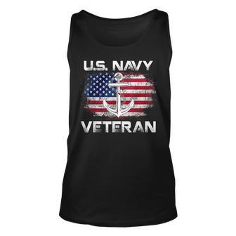Vintage Us Navy With American Flag For Veteran Gift Unisex Tank Top - Seseable