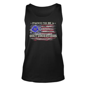 Vintage Usa American Flag Proud To Be A Coast Guard Husband Unisex Tank Top - Seseable