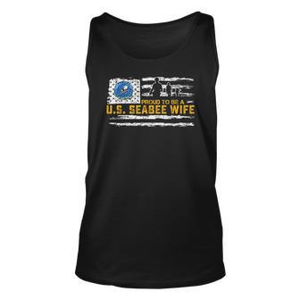 Vintage Usa American Flag Proud To Be A Seabee Wife Military Men Women Tank Top Graphic Print Unisex - Thegiftio UK