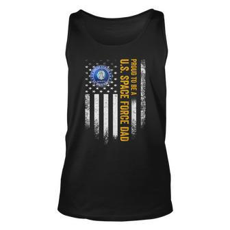 Vintage Usa American Flag Proud To Be A Us Space Force Dad Unisex Tank Top - Seseable