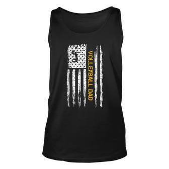 Vintage Usa American Flag Proud Volleyball Dad Silhouette Unisex Tank Top | Seseable UK