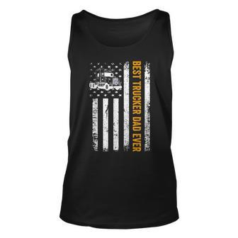 Vintage Usa Best Trucker Dad Ever American Flag Fathers Day V2 Unisex Tank Top - Seseable