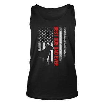 Vintage Usa Flag Best Pit Bull Pitbull Dad Ever Silhouette Unisex Tank Top | Mazezy