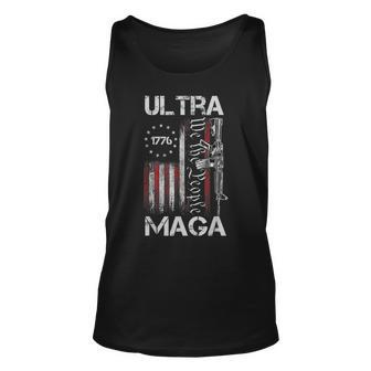 Vintage Usa Flag Ultra Maga Gun Usa 4Th Of July Trump 2024 Unisex Tank Top - Seseable