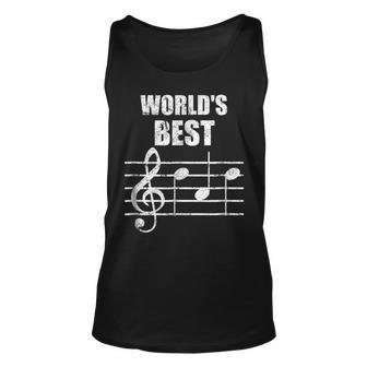 Vintage Worlds Best Dad Treble Clef Musician Funny Unisex Tank Top | Mazezy