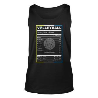 Volleyball Player - Funny Volleyball Nutrition Facts Unisex Tank Top - Seseable