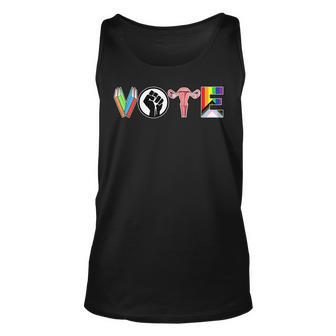 Vote - Books Fist Ovaries Lgtbq Unisex Tank Top - Seseable