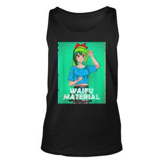 Waifu Material Japanese Text Aesthetic Vaporwave Anime Gift Unisex Tank Top - Seseable