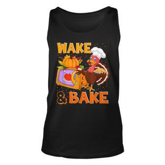Wake Bake Turkey Feast Meal Dinner Chef Funny Thanksgiving Unisex Tank Top - Seseable