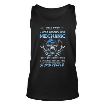 Walk Away I Am A Grumpy Old Mechanic I Have Anger Issues Unisex Tank Top | Mazezy