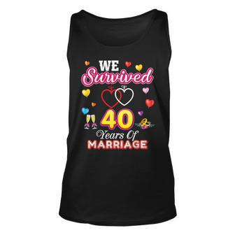 We Survived 40 Years Of Marriage 40Th Wedding Anniversary Unisex Tank Top - Thegiftio UK