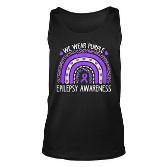 We Wear Purple Leopard Rainbow For Epilepsy Awareness Unisex Tank Top | Mazezy