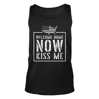 Welcome Home Soldier - Kiss Me Deployment Military Unisex Tank Top - Seseable