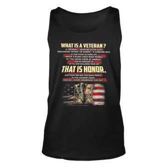 What Is A Veteran That Is Honor On Back Unisex Tank Top | Mazezy
