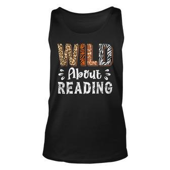 Wild About Reading Books Reader Lover Animals Leopard Zebra Tank Top | Mazezy
