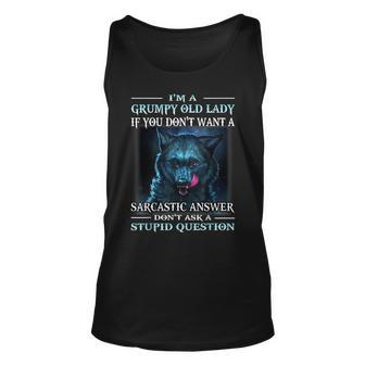 Wolf Im A Grumpy Old Lady If You Dont Want A Sarcastic Unisex Tank Top - Thegiftio UK