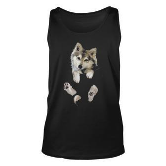 Wolf White Pup In Pocket Wolves Gifts Unisex Tank Top - Seseable