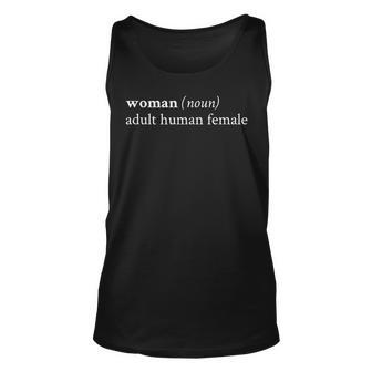 Woman Noun Adult Human Female Gift For Feminist Unisex Tank Top - Seseable
