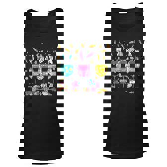 Womens Easter Bunny Wine Glasses Drinking Wine Lover Easter Day Unisex Tank Top - Thegiftio UK