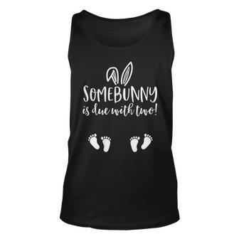 Womens Easter Twin Pregnancy Announcement Somebunny Twins Unisex Tank Top - Thegiftio UK