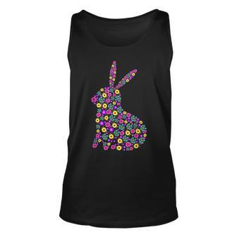 Womens Floral Easter Bunny Spring Flowers Rabbit Gift Unisex Tank Top | Mazezy