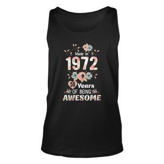 Womens Made In 1972 Floral 50Th Birthday 50 Years Old Gifts Women V-Neck Men Women Tank Top Graphic Print Unisex - Thegiftio UK