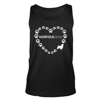 Womens Norfolk Terrier Mom Heart Shaped Paw Dog Gift Men Women Tank Top Graphic Print Unisex - Thegiftio