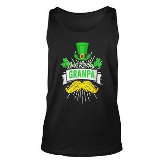 Womens One Lucky Grandpa Beard Leprechaun Irish Patricks Day Unisex Tank Top - Seseable