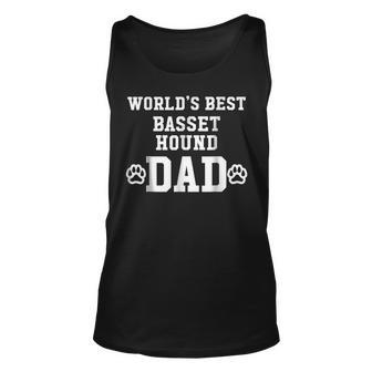 Worlds Best Basset Hound Dad Dog Lover Pawprint Unisex Tank Top | Mazezy