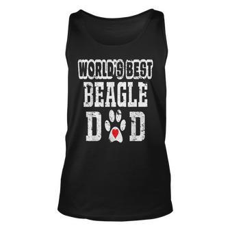 Worlds Best Beagle Dad Dog Lover Distressed Unisex Tank Top | Mazezy