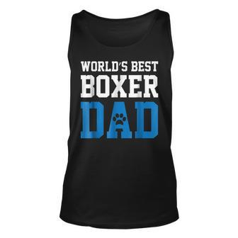 Worlds Best Boxer Dad Dog Owner Lover Paw Pet Blue Unisex Tank Top | Mazezy