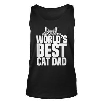 Worlds Best Cat Dad | Funny Cats Lover Gift Unisex Tank Top | Mazezy