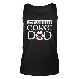 Worlds Best Corgi Dad Dog Owner Paw Print Gift For Mens Unisex Tank Top | Mazezy