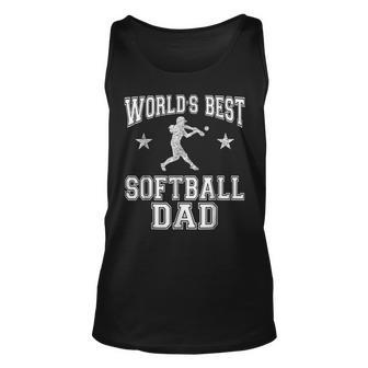 Worlds Best Softball Dad Baseball Fathers Day Unisex Tank Top | Mazezy