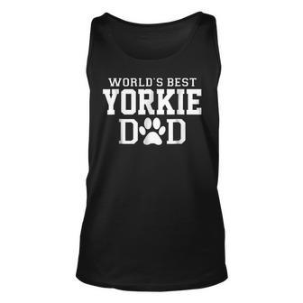 Worlds Best Yorkie Dad Dog Lover Pawprint Unisex Tank Top | Mazezy