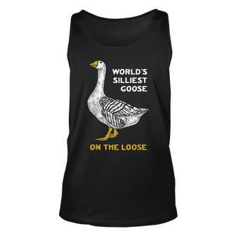 Worlds Silliest Goose On The Loose Funny Unisex Tank Top | Mazezy