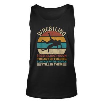 Wrestling Definition Funny Wrestle Men Retro Wrestler Outfit Unisex Tank Top | Seseable UK