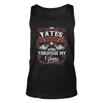 Yates Blood Runs Through My Veins Family Name Vintage V2 Unisex Tank Top - Thegiftio UK